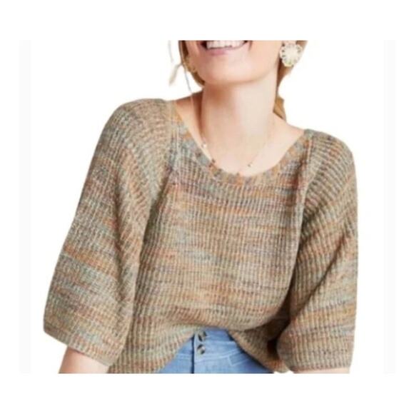 Anthropologie Women's Sweater Top SZ Small Oversized Open Back - Picture 1 of 14
